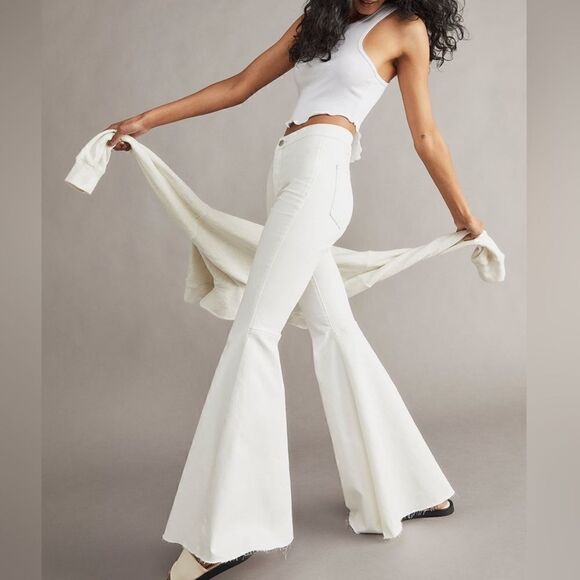 Free People We The Free Just Float Wide Leg Jean White Raw Hem 24x30 - Picture 13 of 14